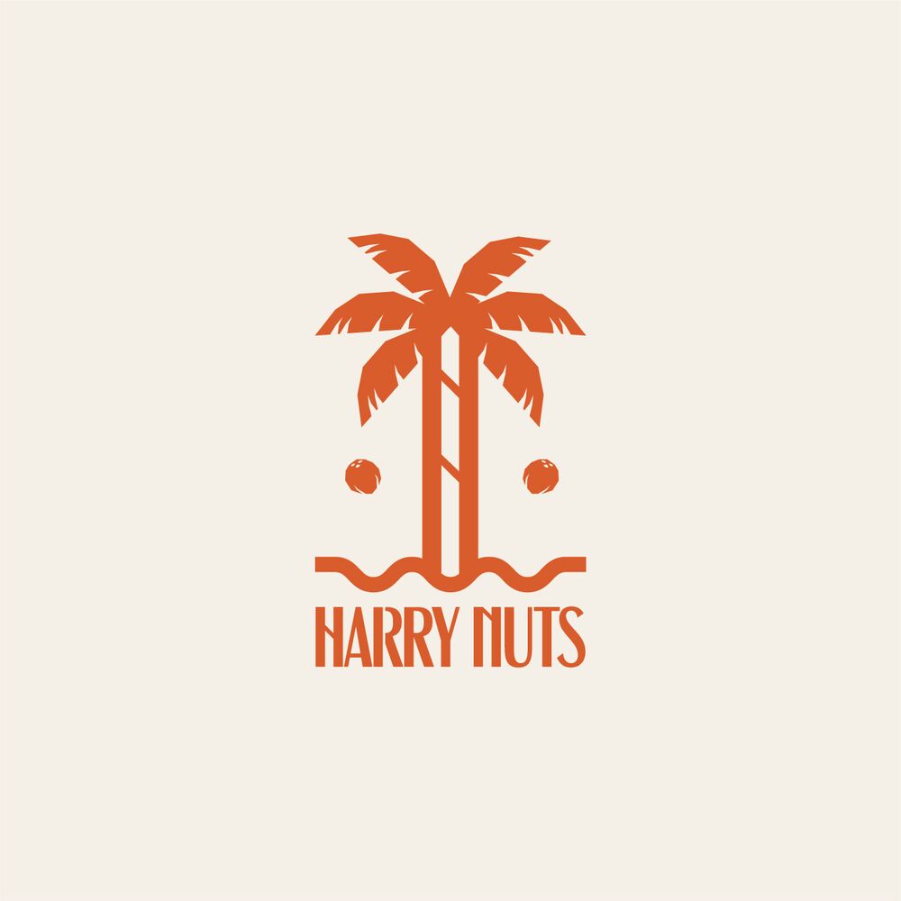 Palmboom met golven en woordmerk Harry Nuts